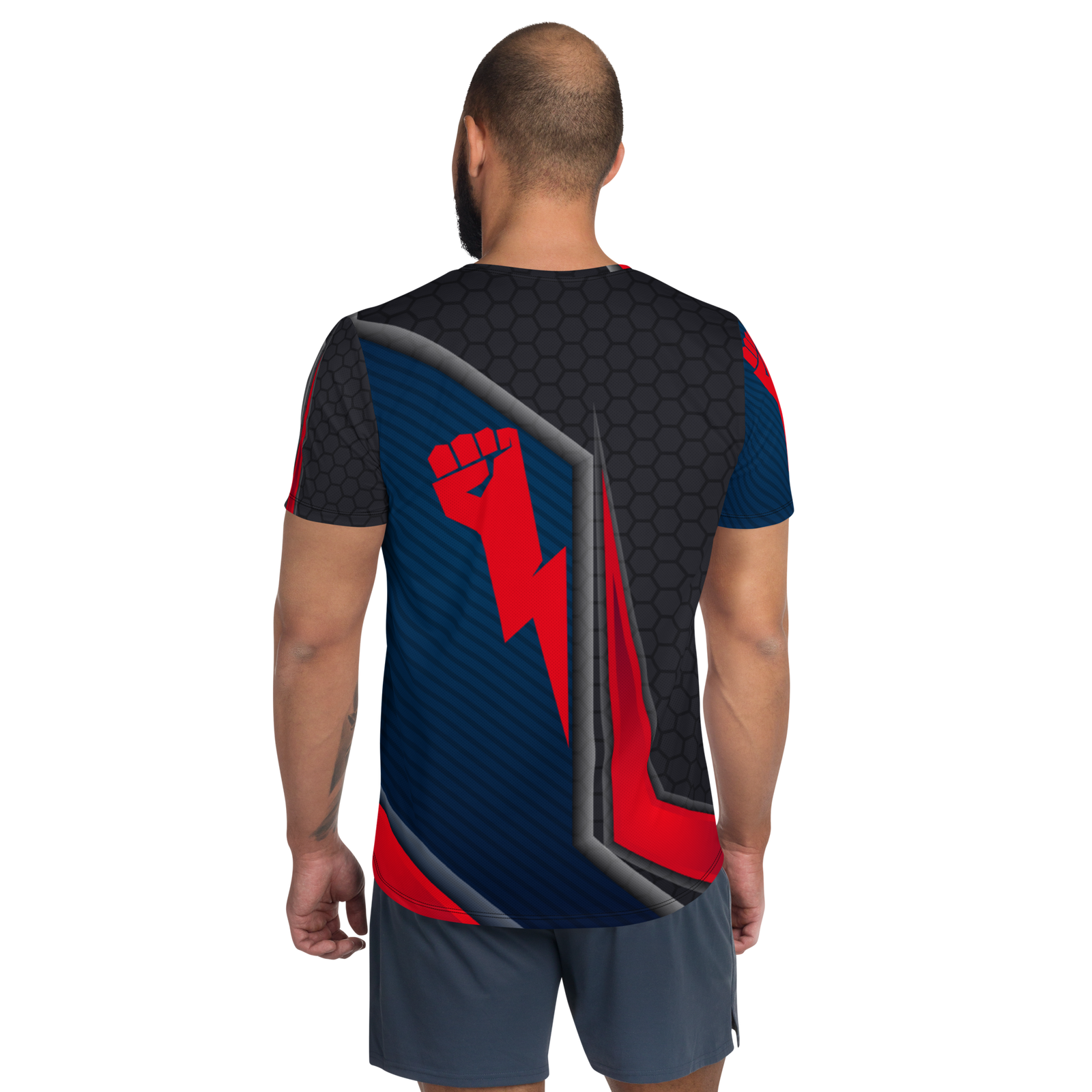 Strong Lightning Hand Men's Athletic Sport T-Shirt