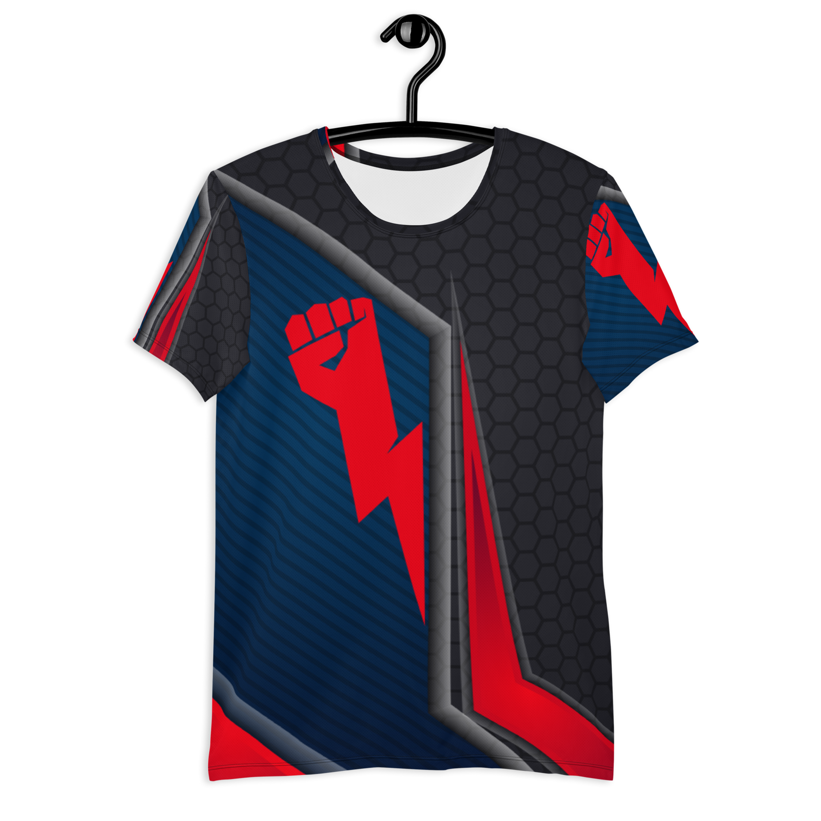 Strong Lightning Hand Men's Athletic Sport T-Shirt