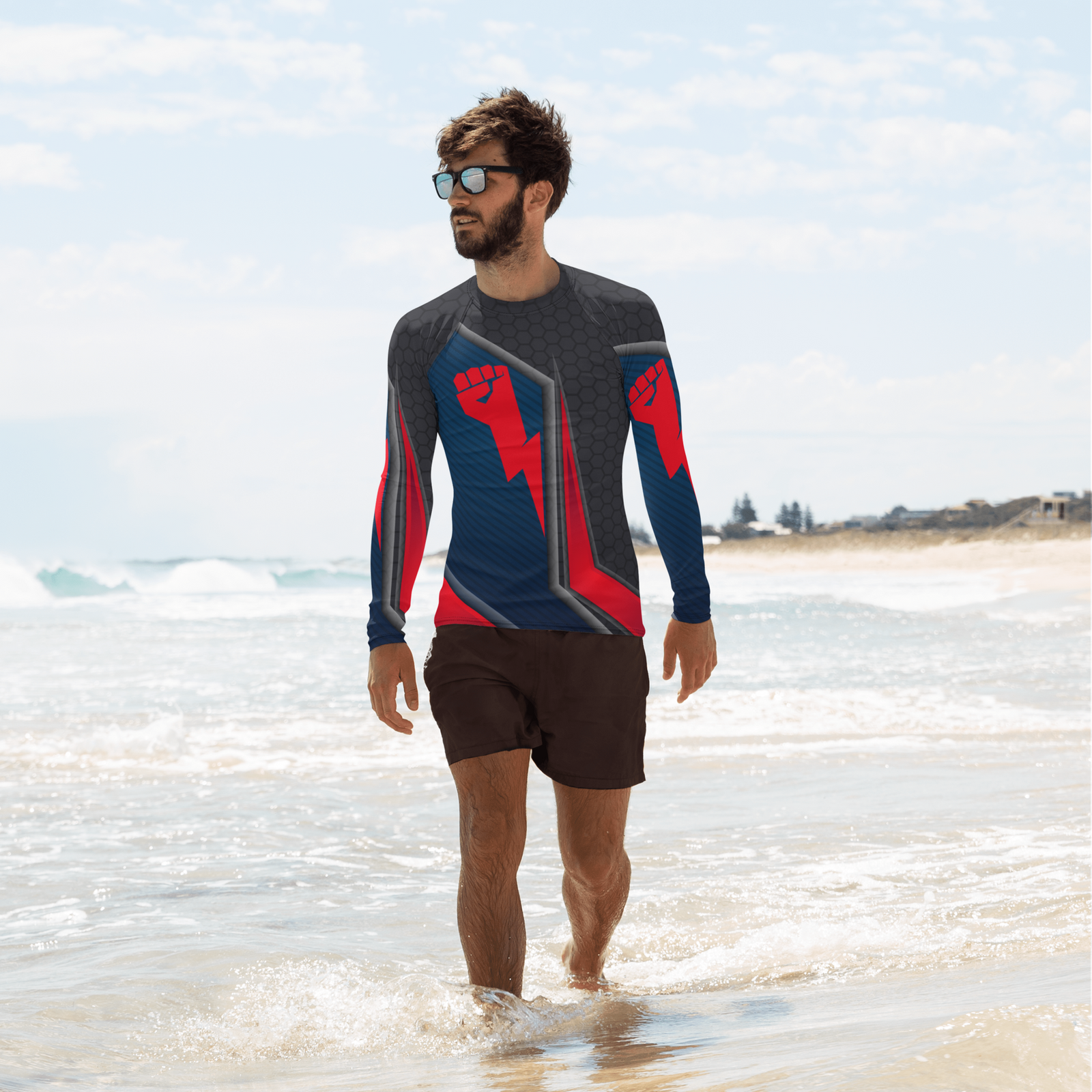 Strong Lightning Hand Men's Rash Guard