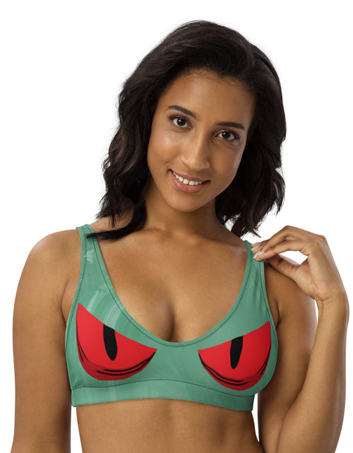 Load image into Gallery viewer, Red Cat Eye Recycled padded bikini top
