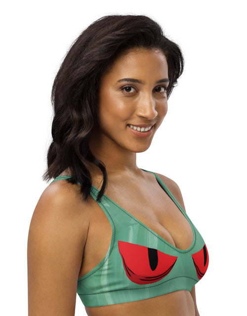 Load image into Gallery viewer, Red Cat Eye Recycled padded bikini top
