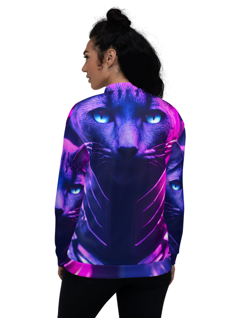Load image into Gallery viewer, CyberPunk Cat Unisex Bomber Jacket
