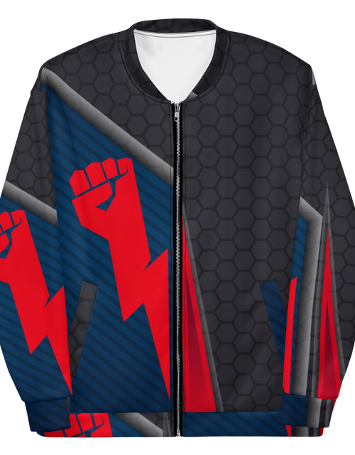 Load image into Gallery viewer, Strong Lightning Hand Unisex Bomber Jacket
