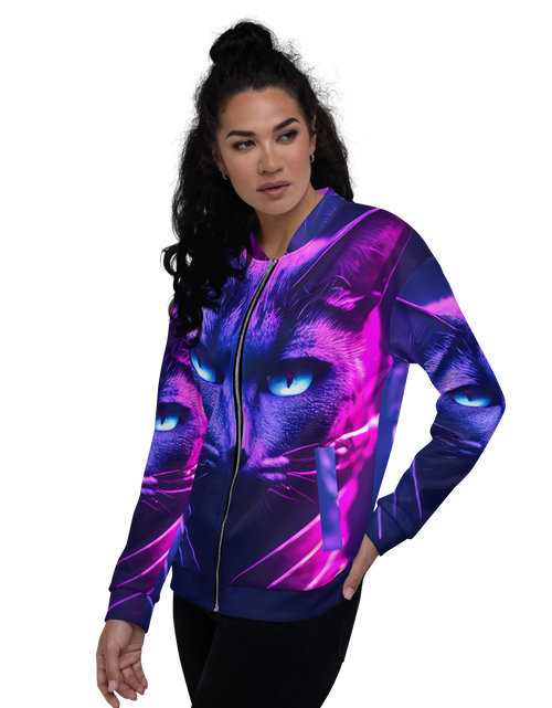 Load image into Gallery viewer, CyberPunk Cat Unisex Bomber Jacket

