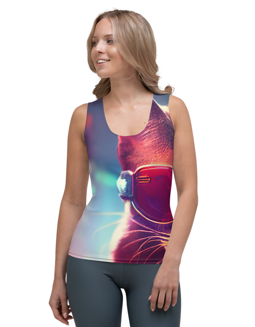 Load image into Gallery viewer, CyberPunk Cat Art Sublimation Cut &amp; Sew Tank Top
